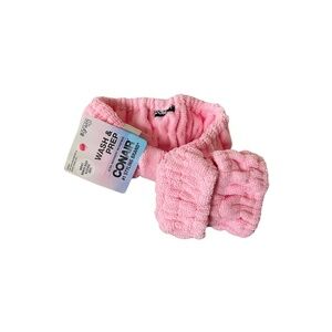 Conair Wash & Prep 3PC Spa Headwrap & Wrist Band Set-Pink